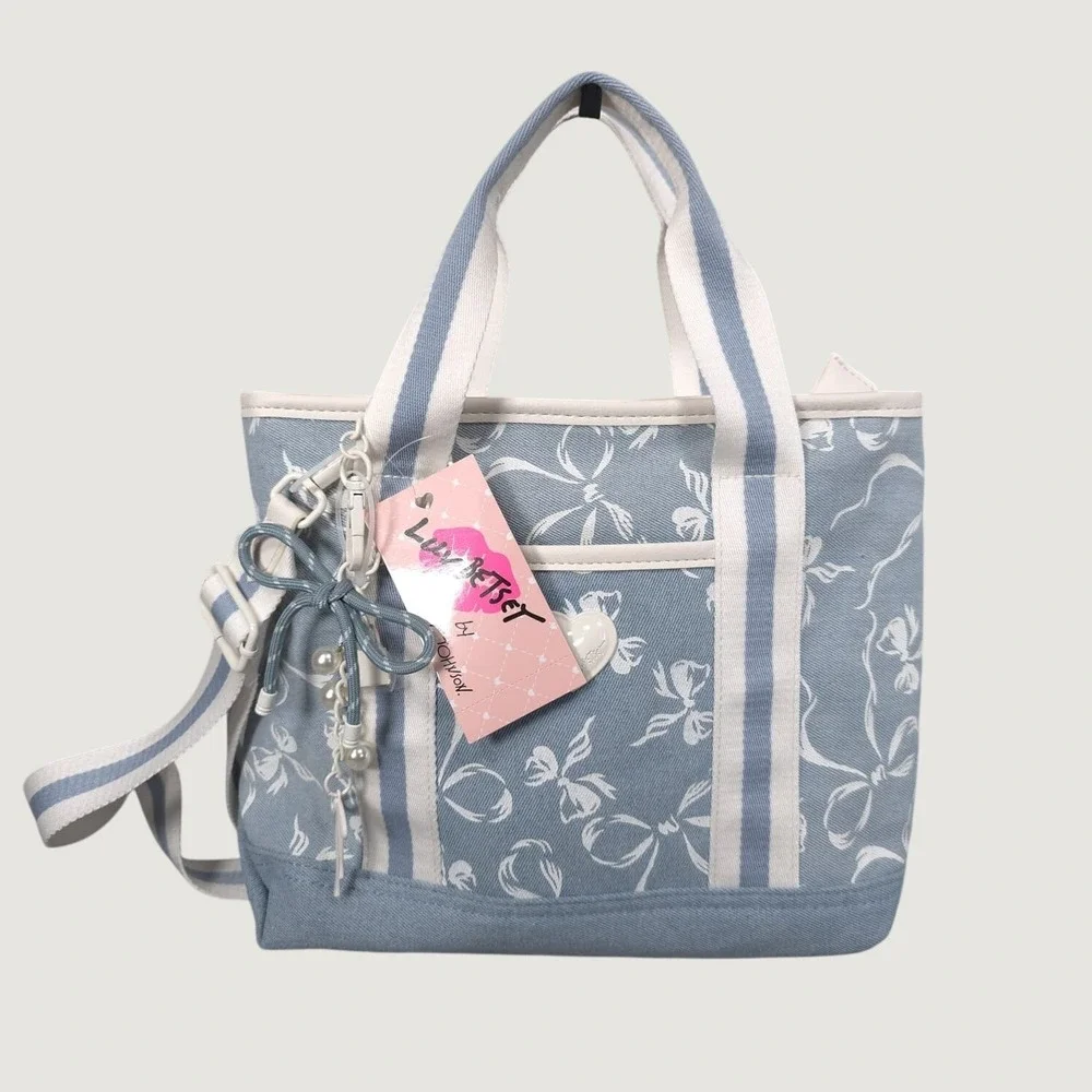 LUV BETSEY BY BETSEY JOHNSON New Bag Crossbody Strap Charm Denim Bows LB102700